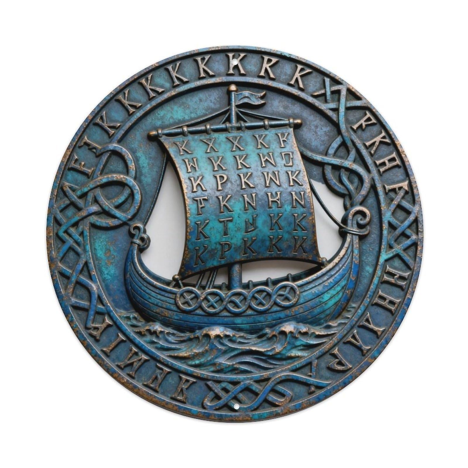 Celtic Manannan Sea Boat Sail Rune Metal Tin Sign Plaque