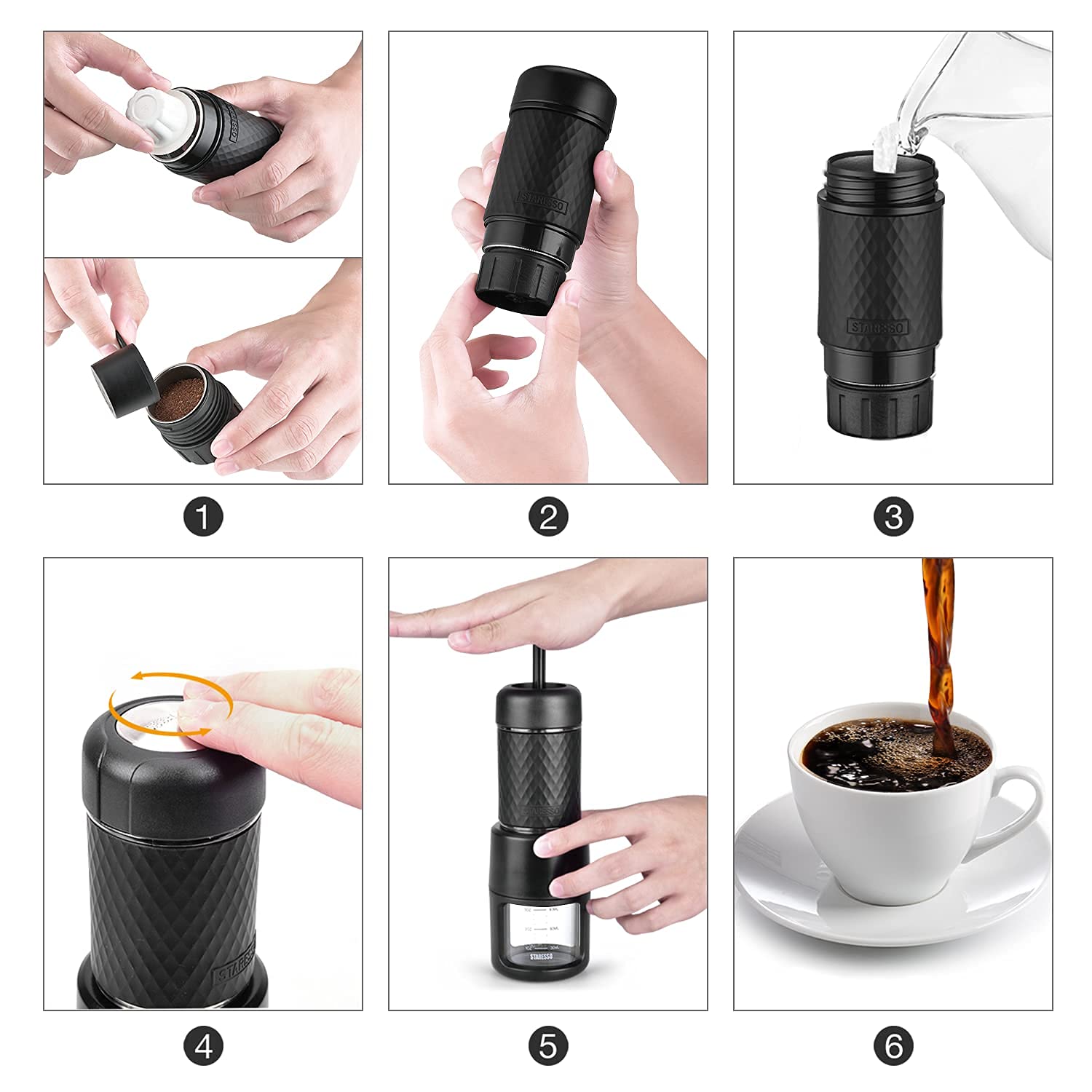 Portable Espresso Maker STARESSO Mini Coffee Maker Using Ground