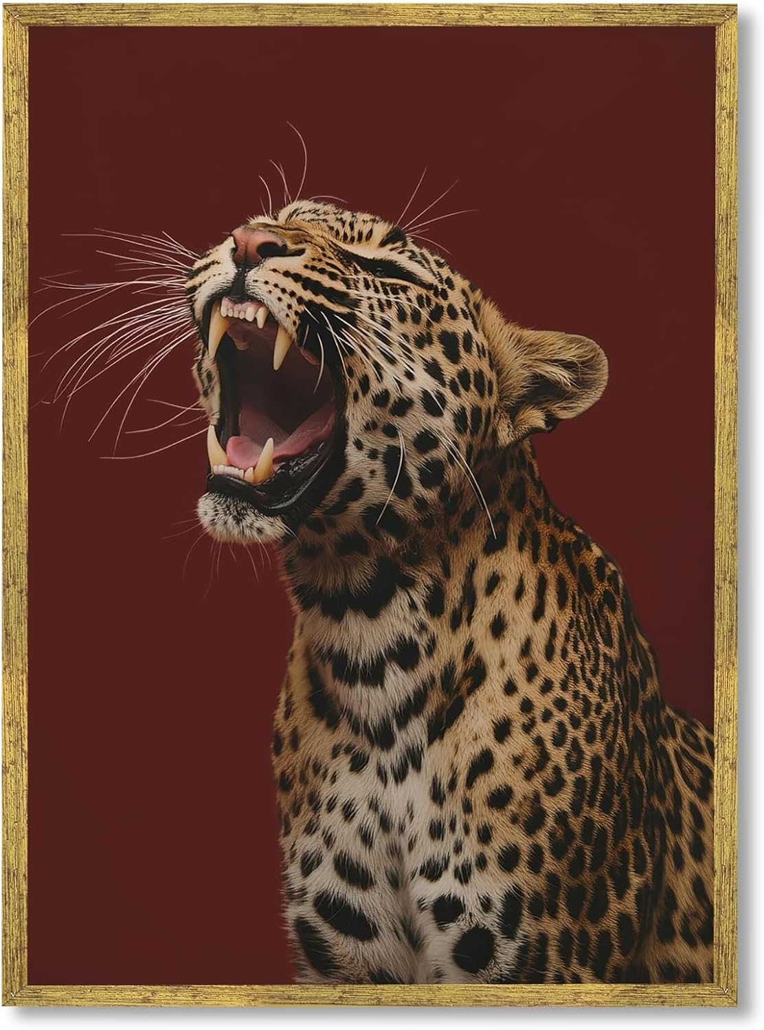 Qcrpnhy Leopard Poster Wall Art Canvas Print Animal Art Modern Style for Living Room Bedroom Office Decor12x16inch Golden frame