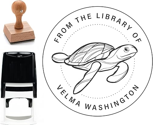 Sello de libro autoentintado para biblioteca personalizado con tema Sealife, crea un toque oceánico para tu libro, sellos autoentintados