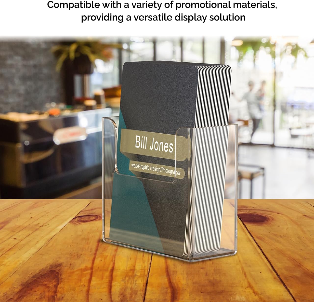 Marketing Holders 4 Pack Oversized Vertical Business Card Holder Display 2" Wide Desktop Organizer Clear Plastic Stand for Stickers Lotto Pencils Tags Scorecard Labels