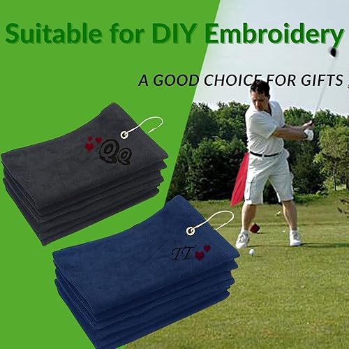 Miniatura 4 de Paquete de 2 toallas de golf triples de 16 x 25 pulgadas con clip de bolsa de metal, toallas de golf de tela de rizo de algodón para hombres,