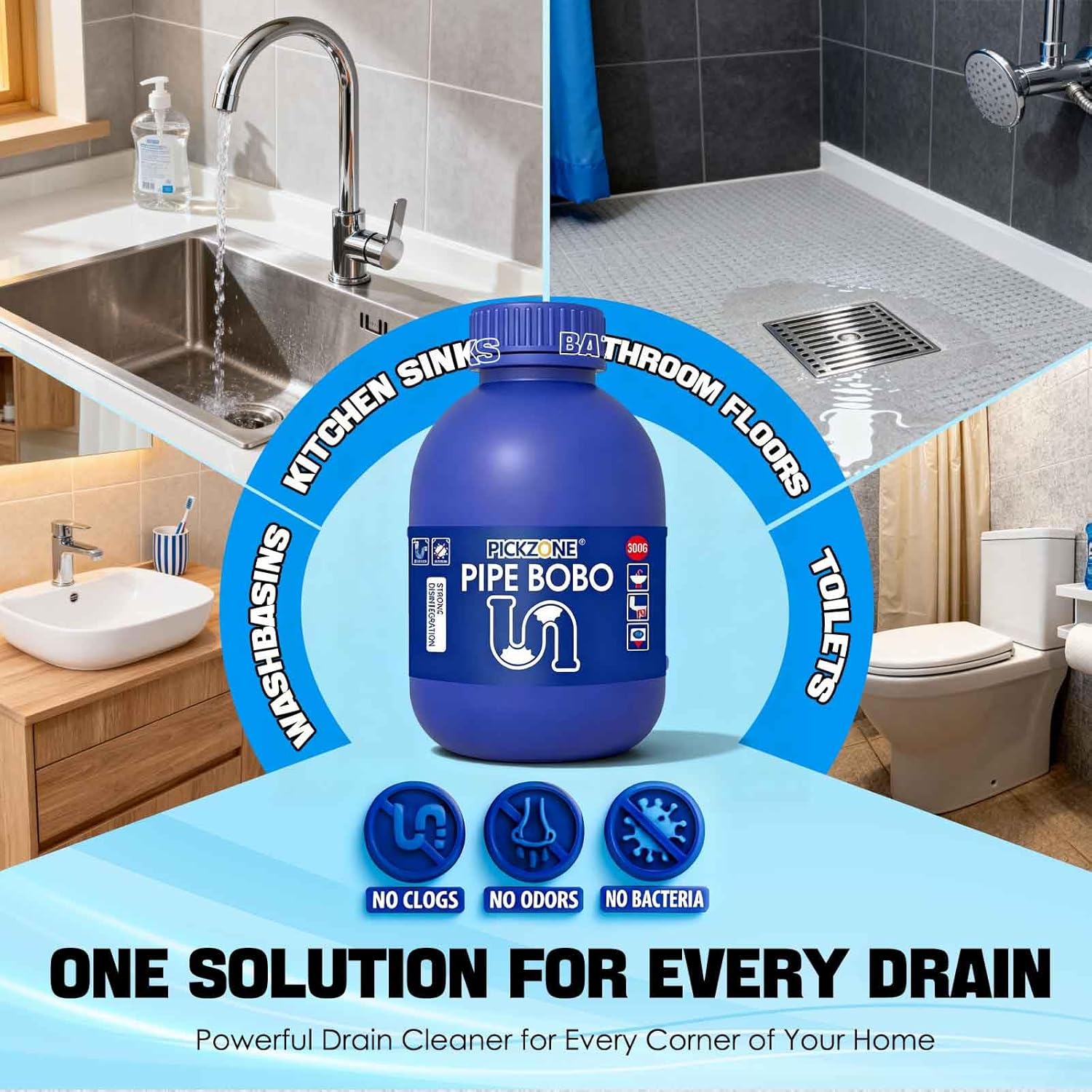 Pipe Bobo Drain Cleaner 3PCS, Drain Opener,Powerful Unclogging, Clog Remover, Shower, Tub, Compatible with All Pipe Materials