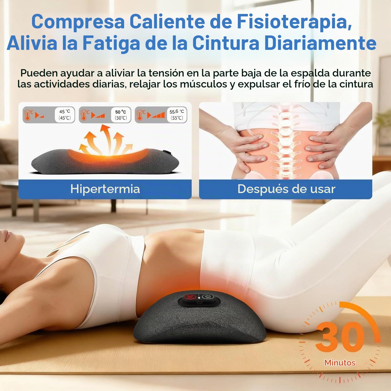 Masajeador De Ciatica Eléctrica 3 En 1, Masajeador De Espalda Triple Fusión Con Calor, Vibración, Levantamiento De Tracción, Portátil Y Enchufable, Regalos Mamá/papá/mujeres (Gris oscuro)