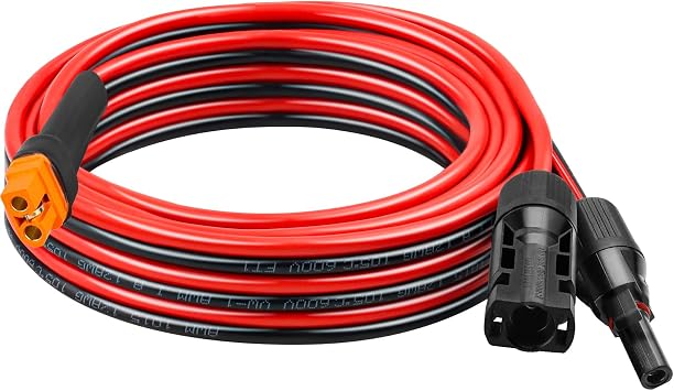 XRDS -RF 12AWG Solar to XT60i Extension Cable 10FT Tinned Copper, Heavy-Duty XT60i Female Wire for Solar Panel, Battery, and Power Station, Low Resistance