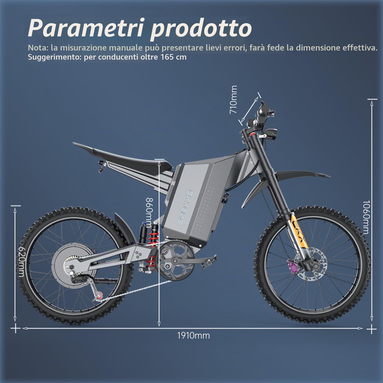 GTS X22 Bici Elettrica Adulti, Mountain Bike Elettrica Fuoristrada con Batteria Rimovibile 72V 30Ah, Lunga Autonomia, Coppia Elevata, Sospensioni Complete, Freni Idraulici, Display LCD, Pneumatici 19"