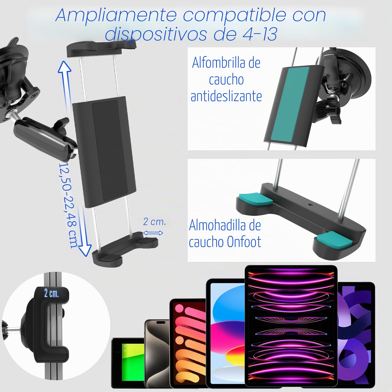 Soporte Tablet Brazo Metal Antivibración Ventosa Superfuerte para Tractor - Resistente Golpes Polvo, Sujeción Robusta para iPad/Samsung/Tabletas 4-13 Pulgadas, Ideal Maquinaria Agrícola