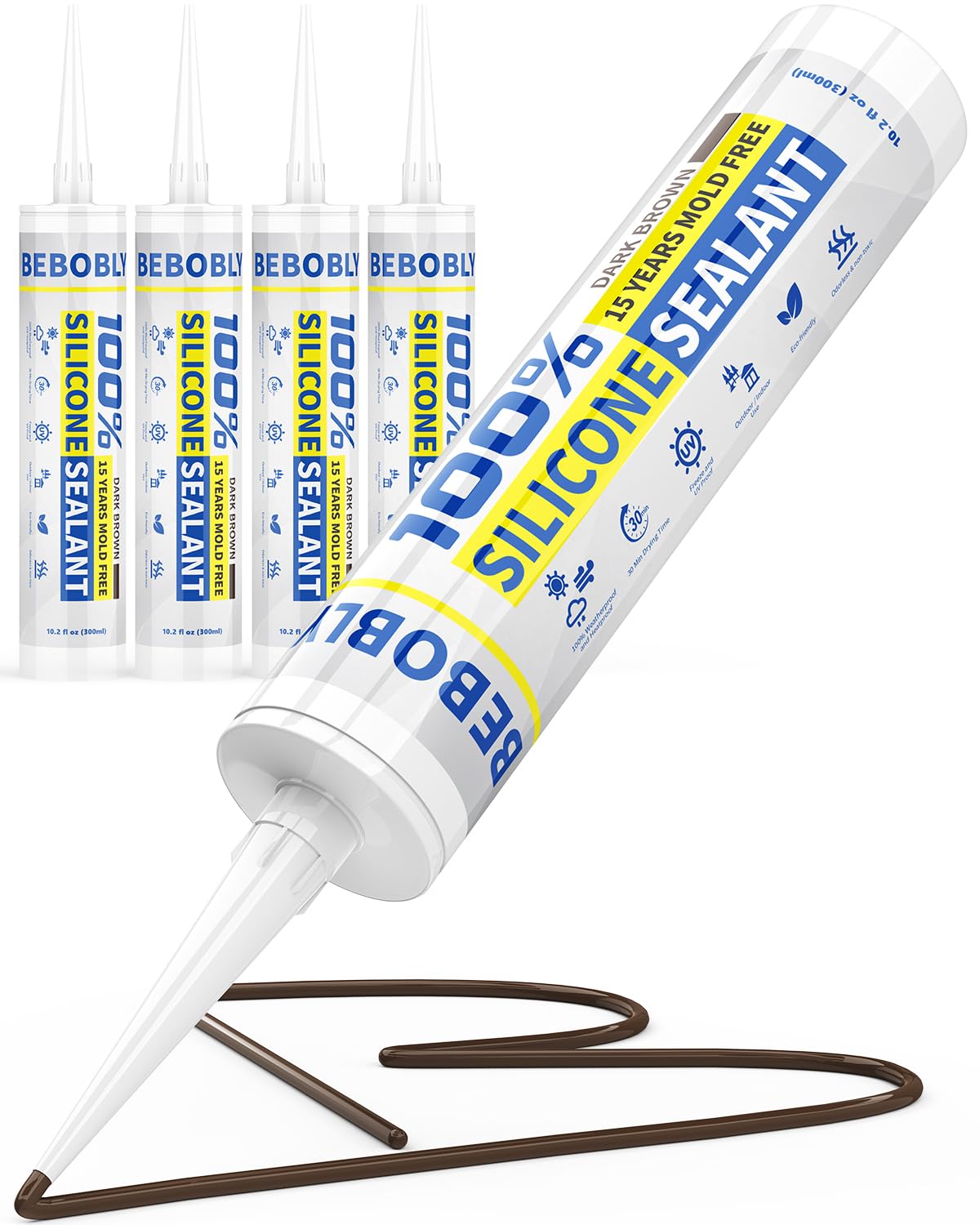 BeboBLY Silicone Caulk - 4 Pack, Waterproof Sealant -17