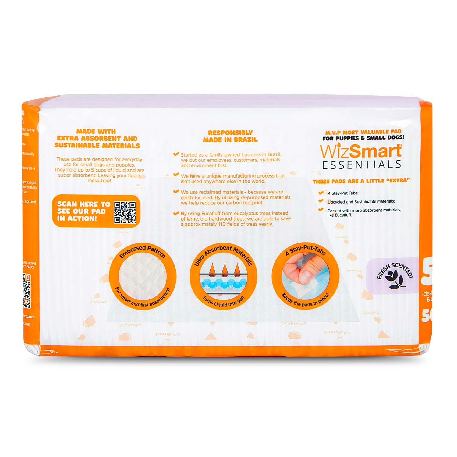 WizSmart Essentials Pads - Almohadillas grandes, 50 unidades, aroma fresco
