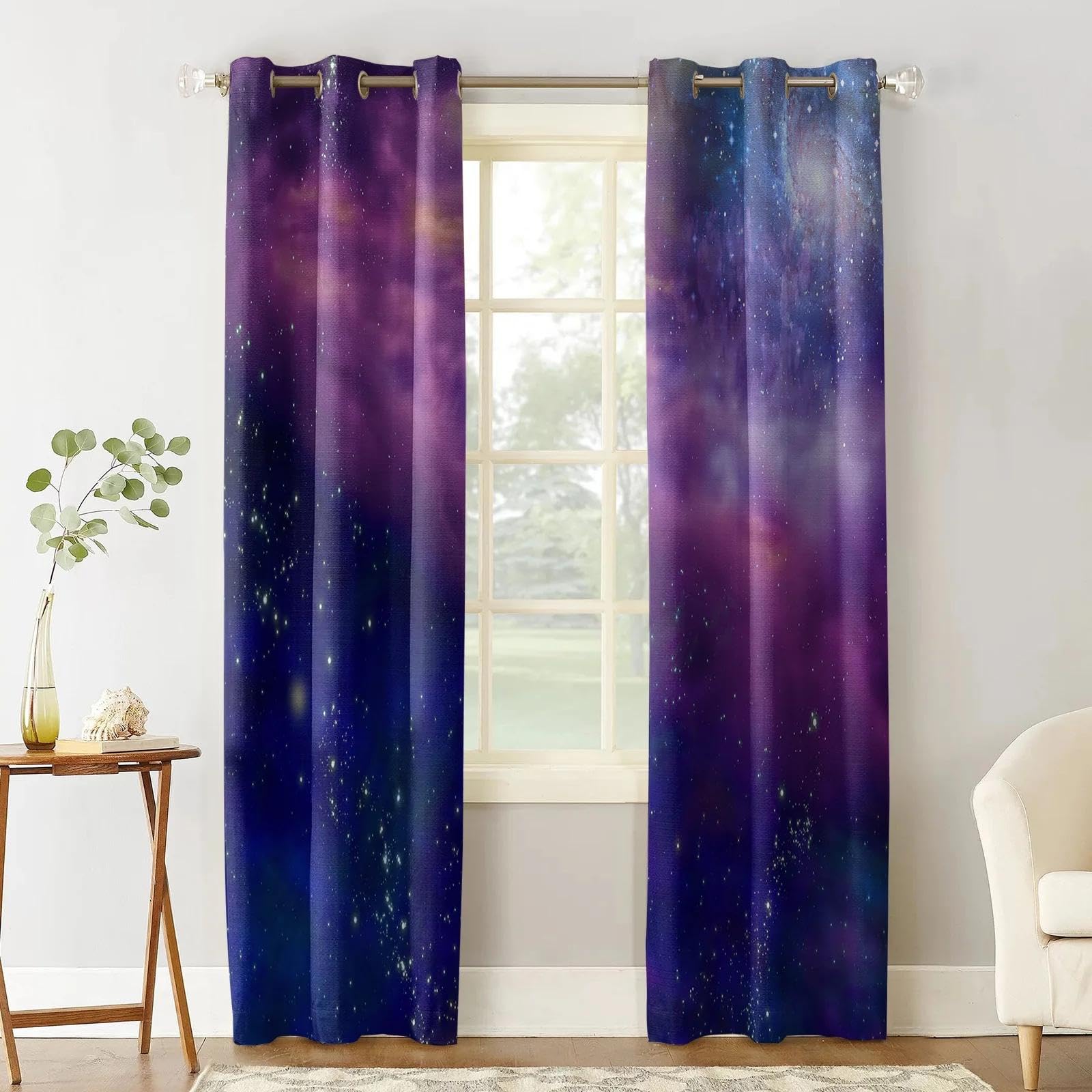 Traitement de Fenêtre Voie Lactée Violet Rideaux Occultants de Haute Densité