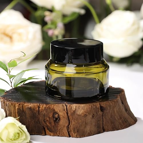 Miniatura 3 de Tarros cosméticos de vidrio de 1.7 onzas con tapas, paquete de 3 tarros pequeños de vidrio con tapas, recipientes de maquillaje de vidrio vacíos de