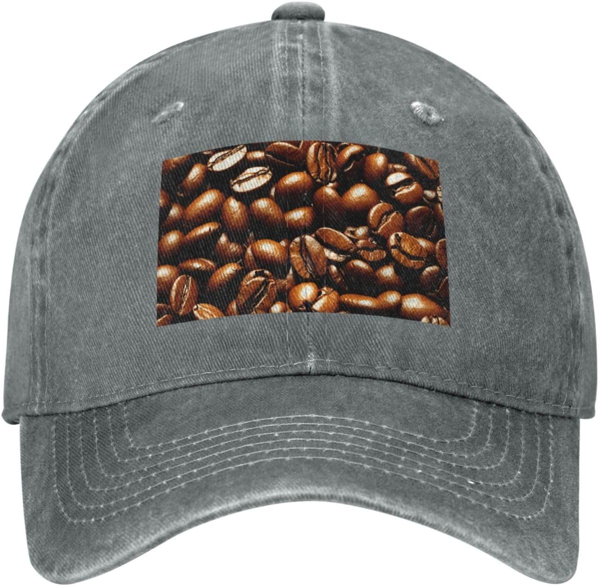 Funny Roasted Coffee Beans Print Vintage Baseball Cap for Men Women, Unisex Washed Distressed Dad Hat, for Running, Outdoor