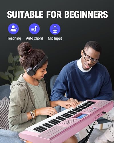 Miniatura 4 de Donner Piano de teclado de 61 teclas, kit de teclado eléctrico con 249 voces, 249 ritmos, incluye soporte para piano, taburete, micrófono, regalo