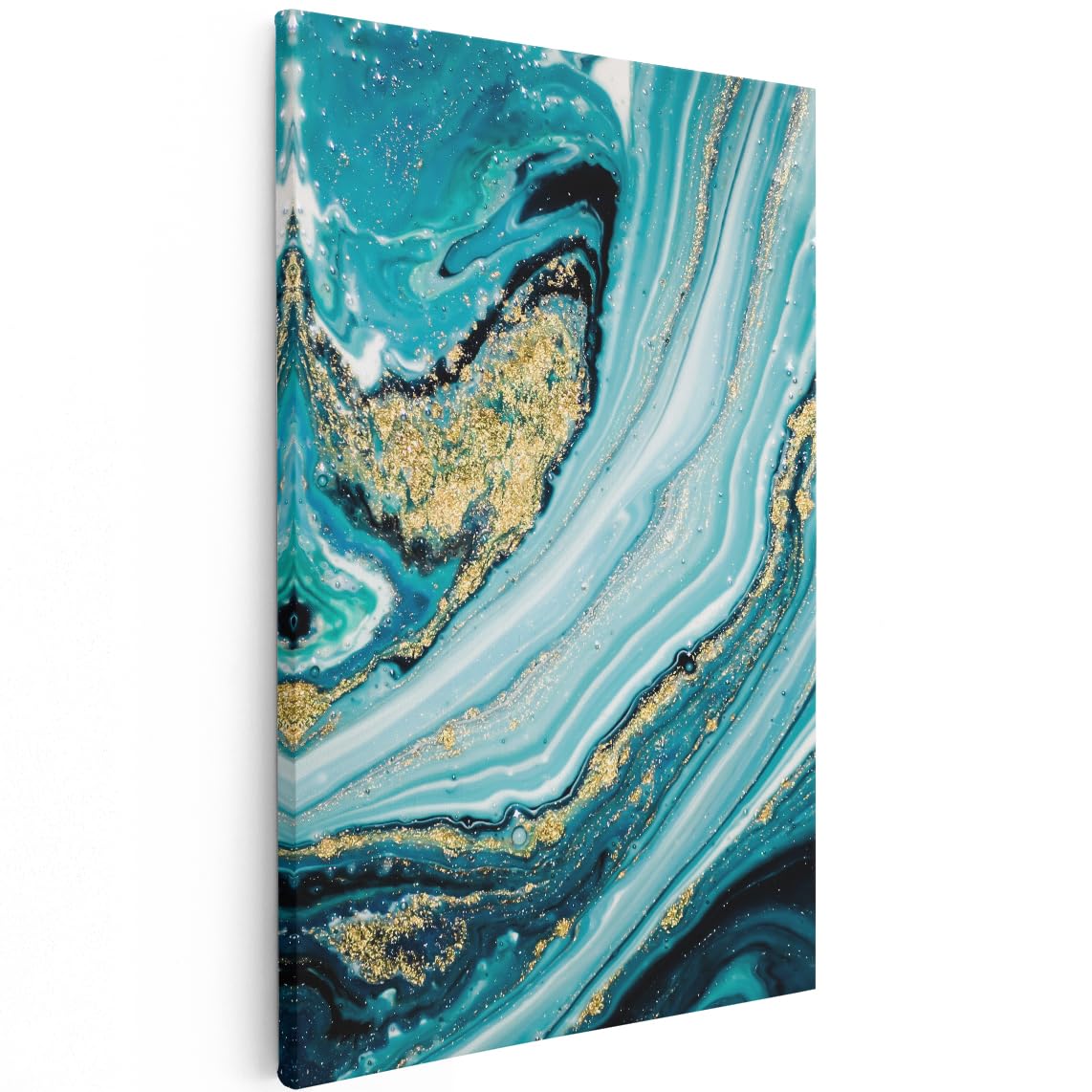 Artaza Leinwand Bilder Abstrakte Kunst Meer - 60x90 cm - Wanddeko Wohnzimmer - Abstrakte Bilder Leinwand - Deko Badezimmer - Türkis