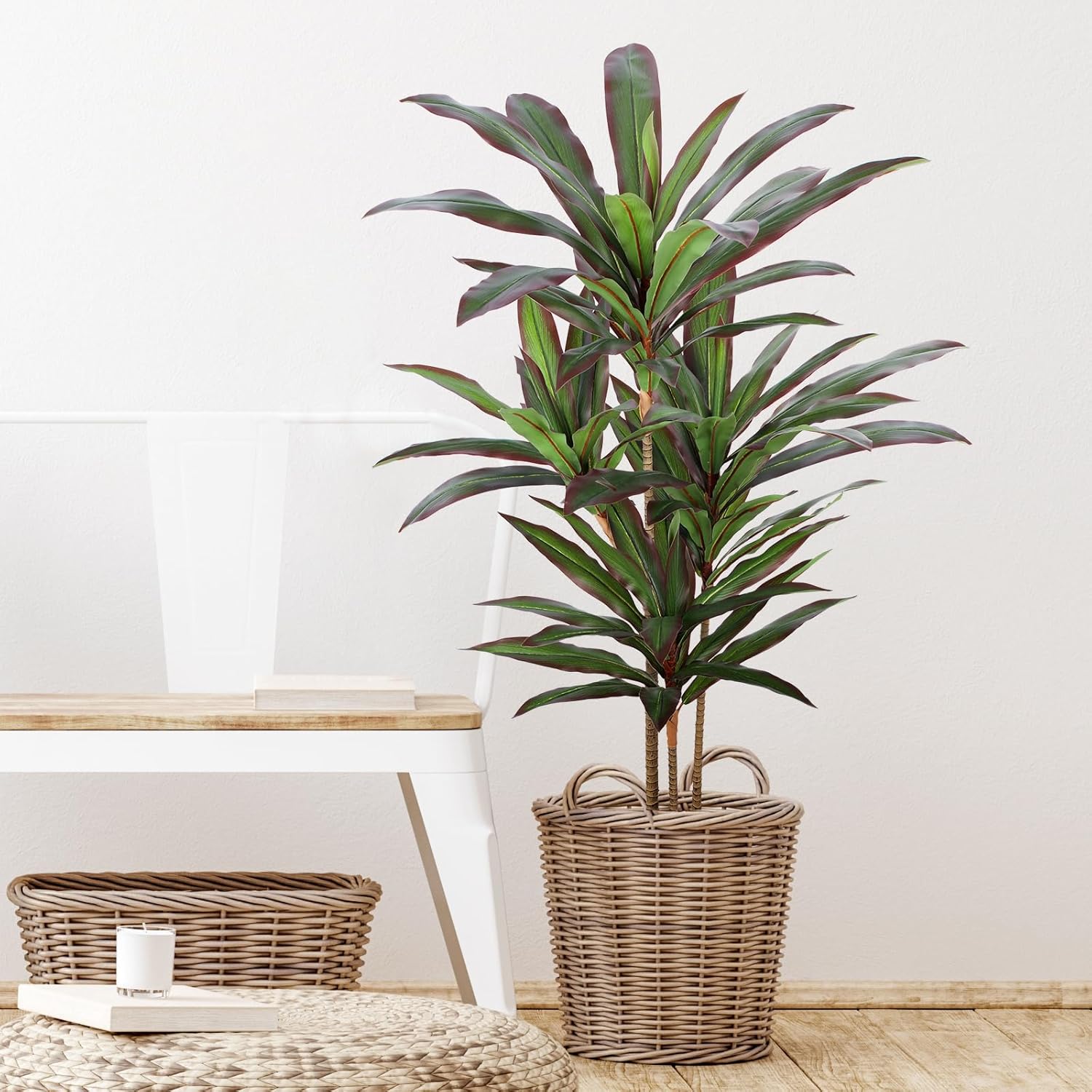 Dracaena Artificial Plant 4ft Red Yucca Silk Tree Faux Plants Indoor Tall Fake House Floor Plants Realistic Artificial Trees for Home Office Decor Indoor Outdoor Housewarming Gift - Image 7