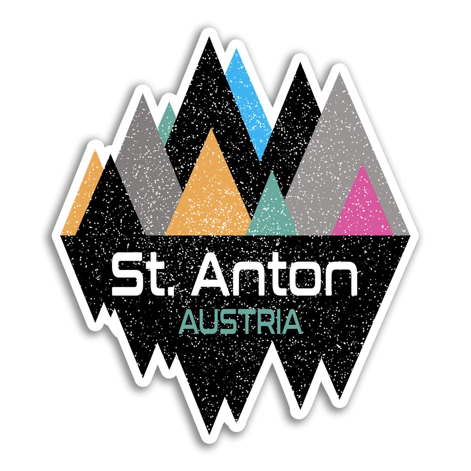 Destination Vinyl Ltd Multi 2 X 10Cm St Anton Austria Vinyl Stickers - Skiing Sticker Laptop Luggage #20036 (10Cm Wide)