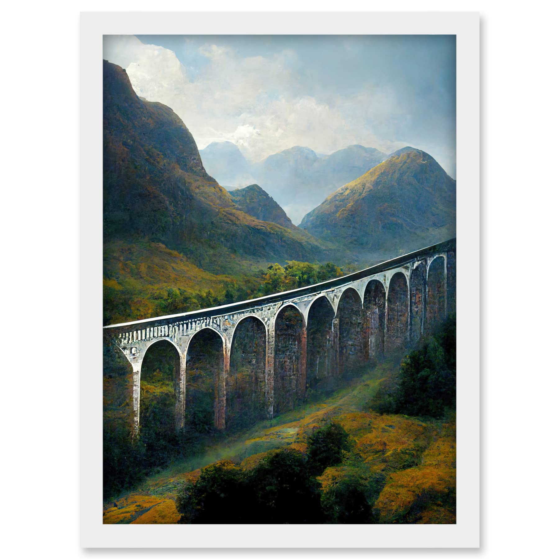 Doppelganger33 LTD Glenfinnan Viaduct Scotland Train Journey Artwork Framed A3 Wall Art Print