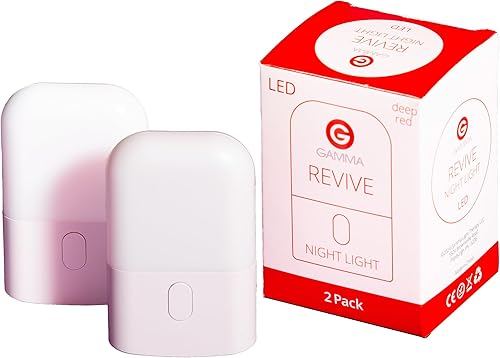 Revive - Luz nocturna roja de 670 nm (paquete de 2) por Gamma - Terapia del sueño - Melatonina que promueve la ayuda natural del sueño