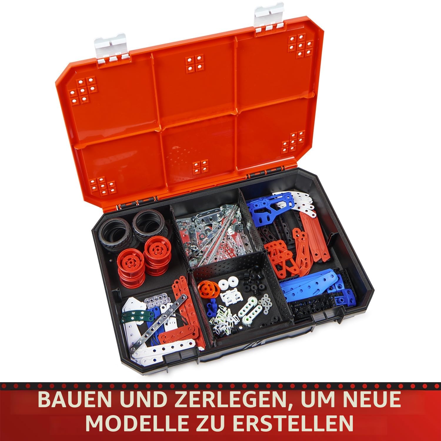 BANDAI - Meccano Baukoffer - Konstruktionsset 5-in-1 Fahrzeuge, Roboter, Eiffelturm - 437 Teile, Werkzeuge, Anleitung - Aktivitäts-Kit - Spielzeug ab 10 Jahren - APM20106