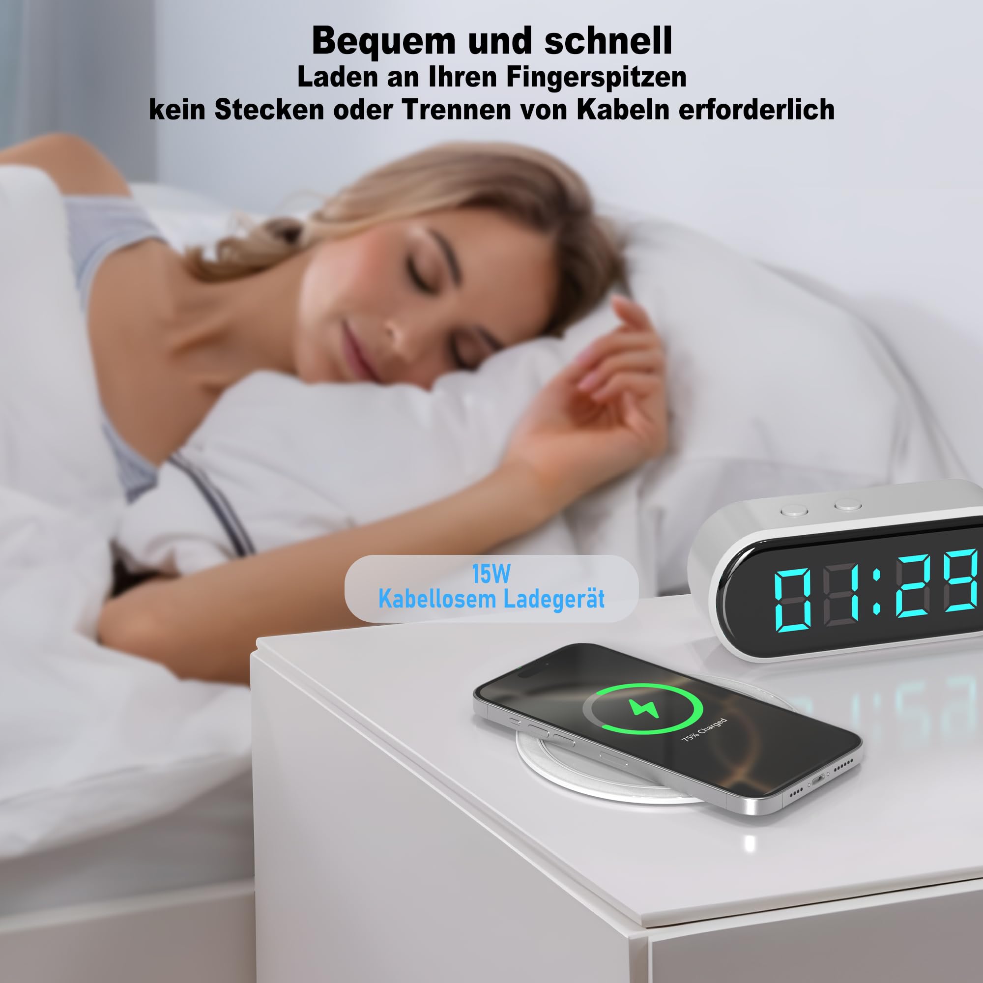 Jgstkcity Versenkbare Tischsteckdose 3-Fach mit 65W USB‑C PD, Weiß | Einbau Steckdose mit 3 USB-Ports & 15W kabellosem Laden, Ø120mm Einbauausschnitt für Arbeitsplatte, Küche & Büro