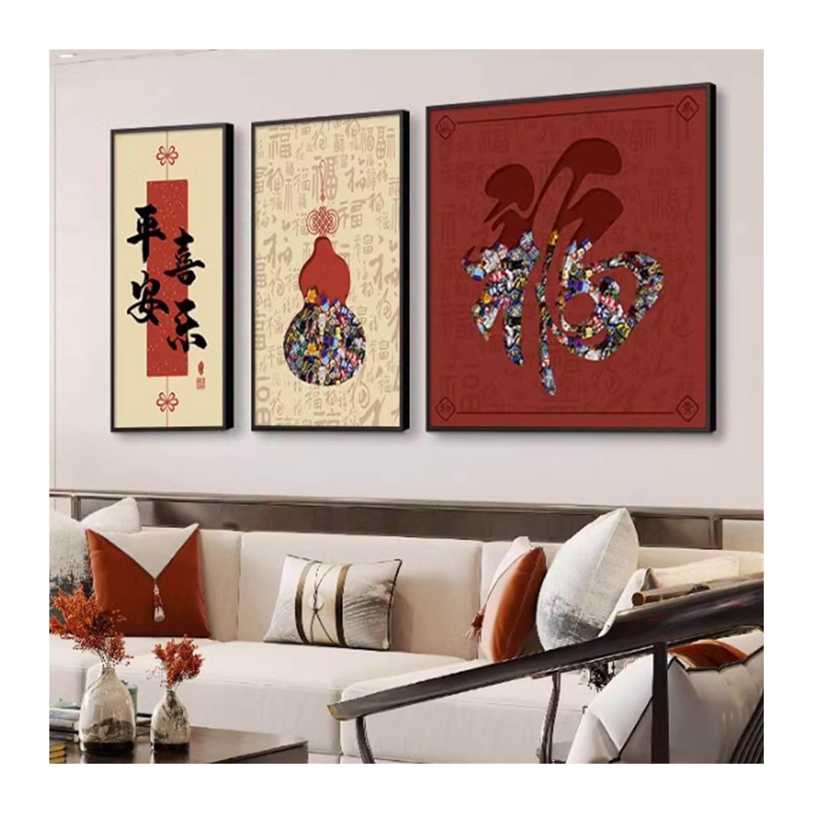 Amazon.co.jp: 掛け絵を飾る 新しい中国風のリビングルームの装飾絵画