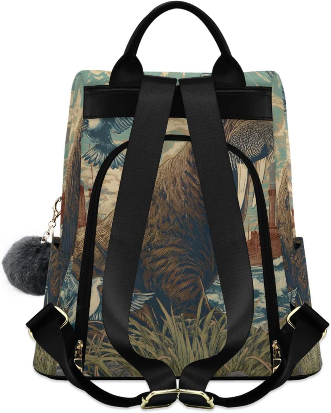ALAZA Vintage Tyle Sea Lion Backpack Purse for Women Anti Theft Fashion Back Pack Shoulder Bag