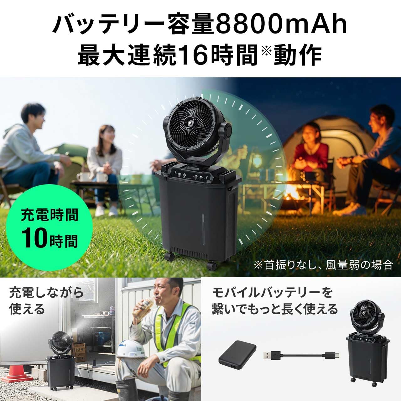 Amazon.co.jp: サンワダイレクト ミストファン 扇風機 キャンプ