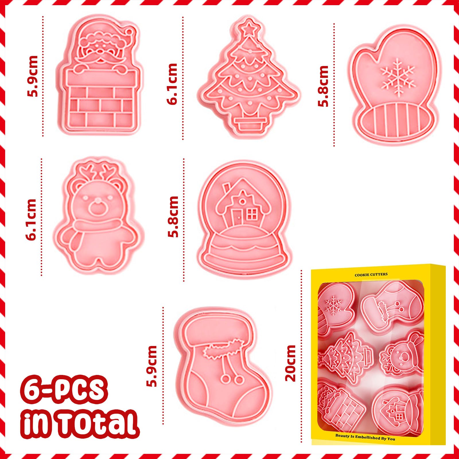 24 Formine Per Biscotti Di Natale In Plastica Alimentare, Stampini 3D Forme Assortite Per Dolci E Torte - 3