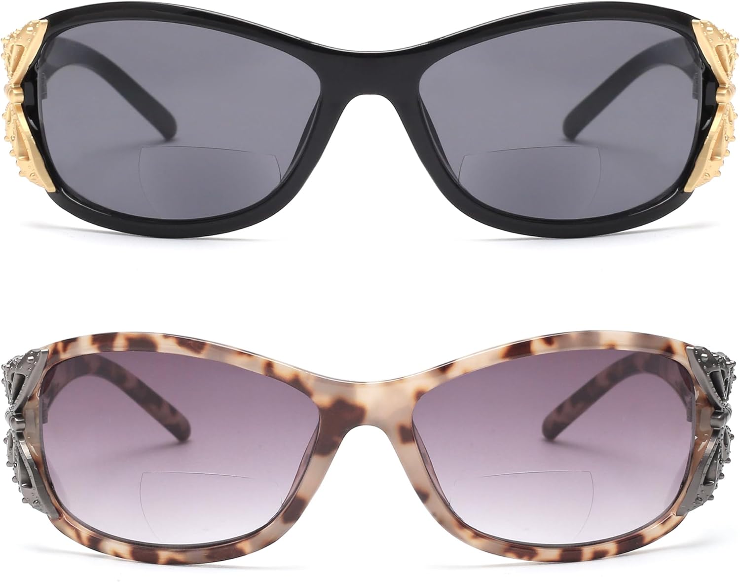 JM 2 Pack Bifocal Reading Sunglasses for Women Fashion Sun Readers Outdoor Reading Glasses UV400 Protection - Image 2