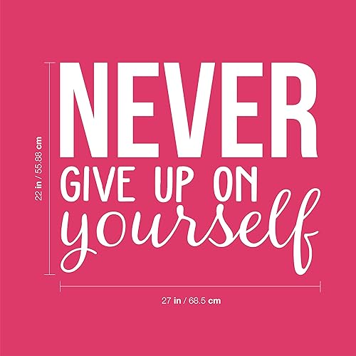 Miniatura 3 de Calcomanía de vinilo para pared, nunca te rindas, 22 x 27 pulgadas, calcomanía motivacional moderna con cita de autoestima para optimismo,