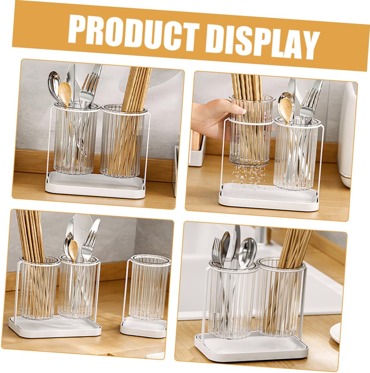 Cabilock Chopstick Utensil Holder Sturdy Kitchen Organizer for Spoons Forks and Chopsticks Multi Functional Storage Design for Home Restaurant
