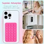 6 Pcs Silicone Suction Cup Phone Holder, Double-Sided Sticky Phone Suction Grip Accessories, Waterproof Hands-Free Suction Smartphone Mount, Cellphone Case Accessories (Pink, White, Black)