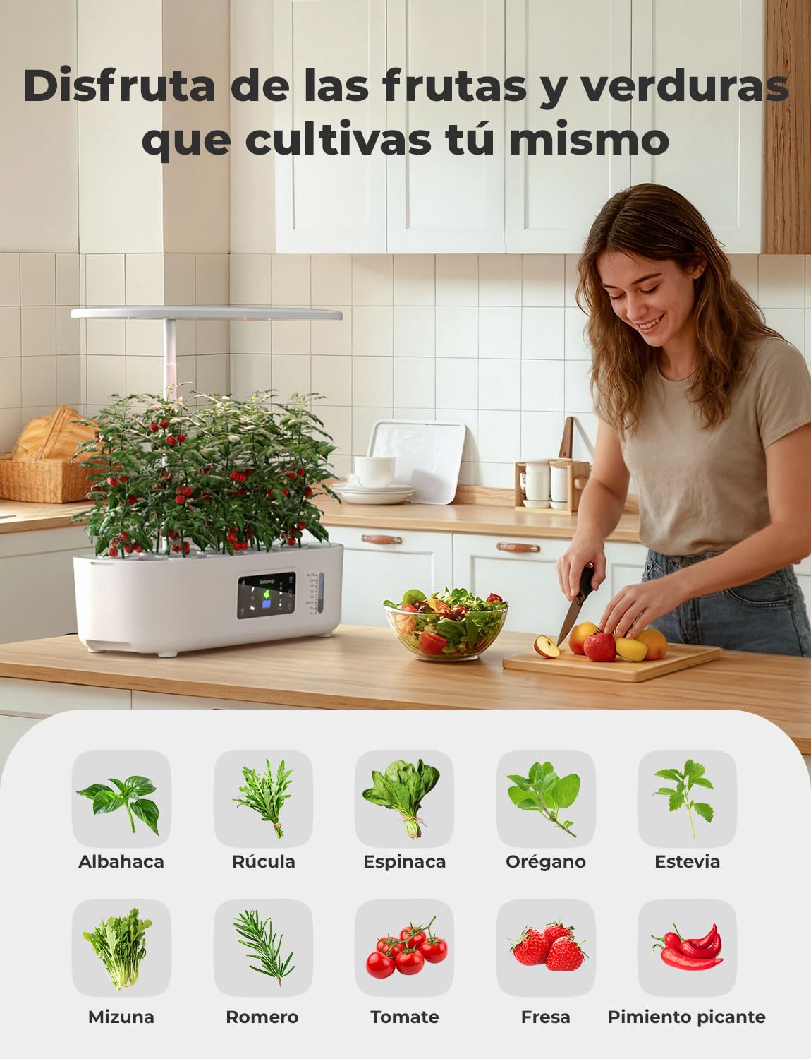 Sistema de Cultivo Hidropónico Kit de Cultivo Interior con Iluminación LED Automática, Huerto Interior con Temporizador Automático, Altura Ajustable (13 Vainas)