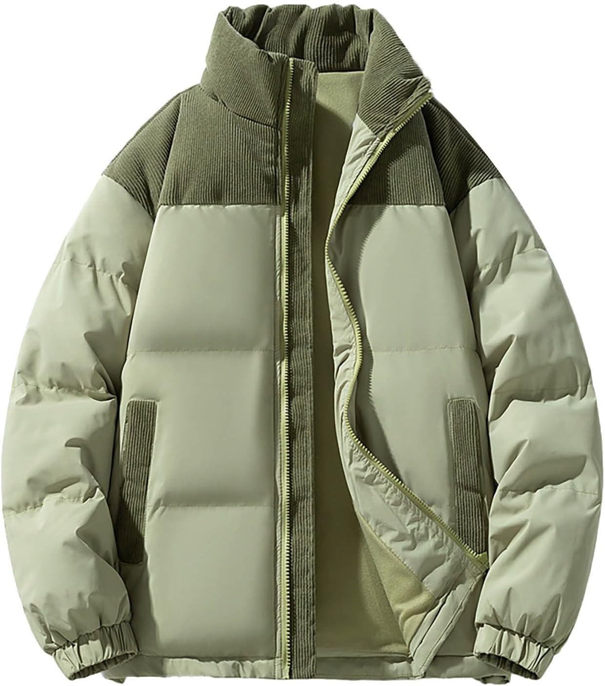 Mens Down Coats Stand Collar Hoodless Puffer Jackets Fall Winter Thicken Bread Coats Fashion Warm Cotton Padded Coat