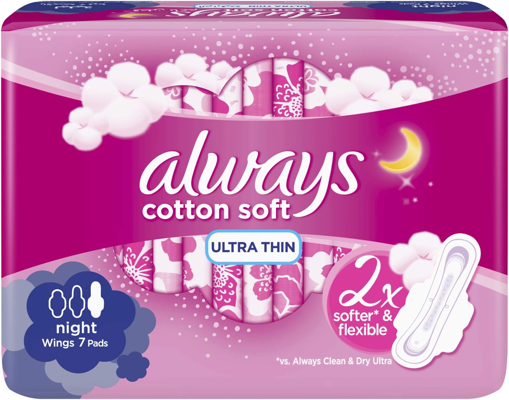 Soft Ultra Thin, Night Sanitary Pads, 7 Ct, Large