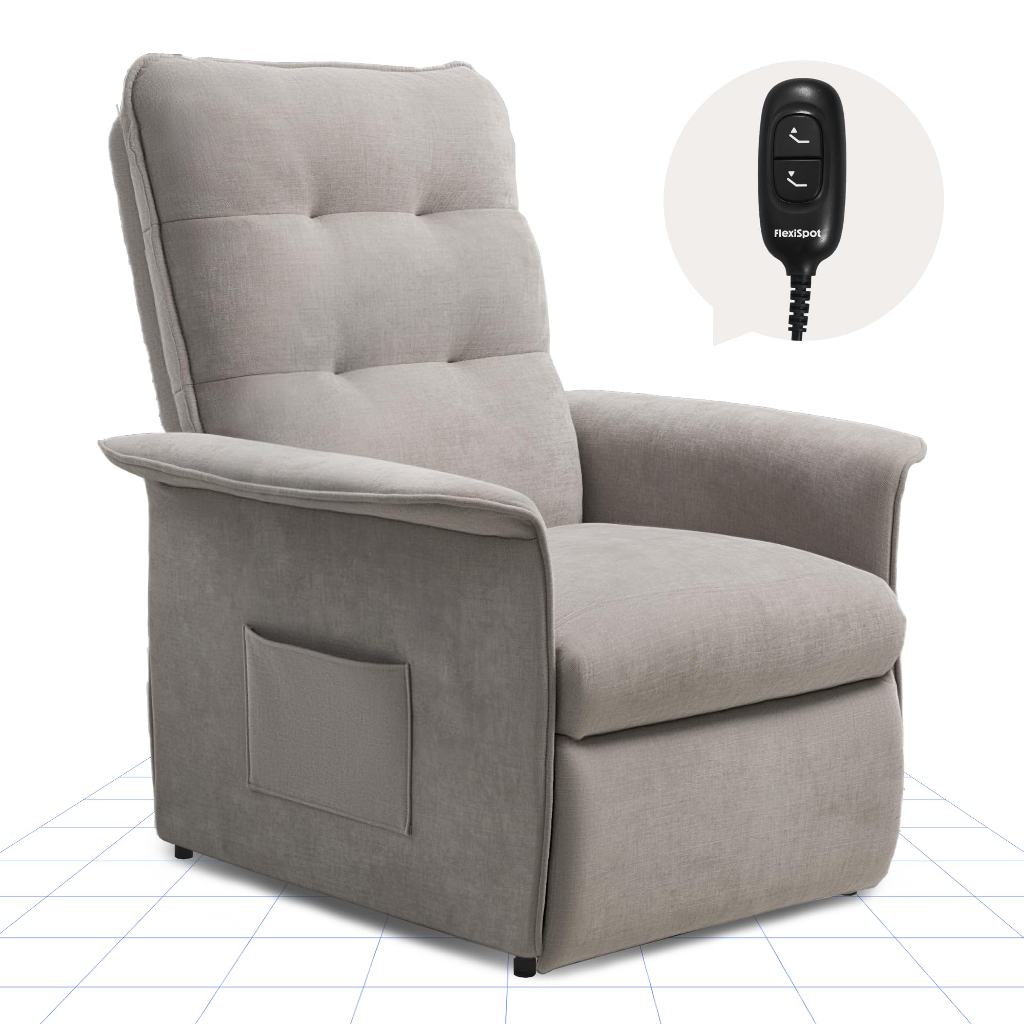 FLEXISPOT Fauteuil Relax Électrique Inclinable 105°-155°,Fauteuil TV Ergonomique avec Repose-Pieds Intégré,Mousse Haute Densité, Charge 150 kg,Gain de Place pour Salon,Chambre et Home Cinéma
