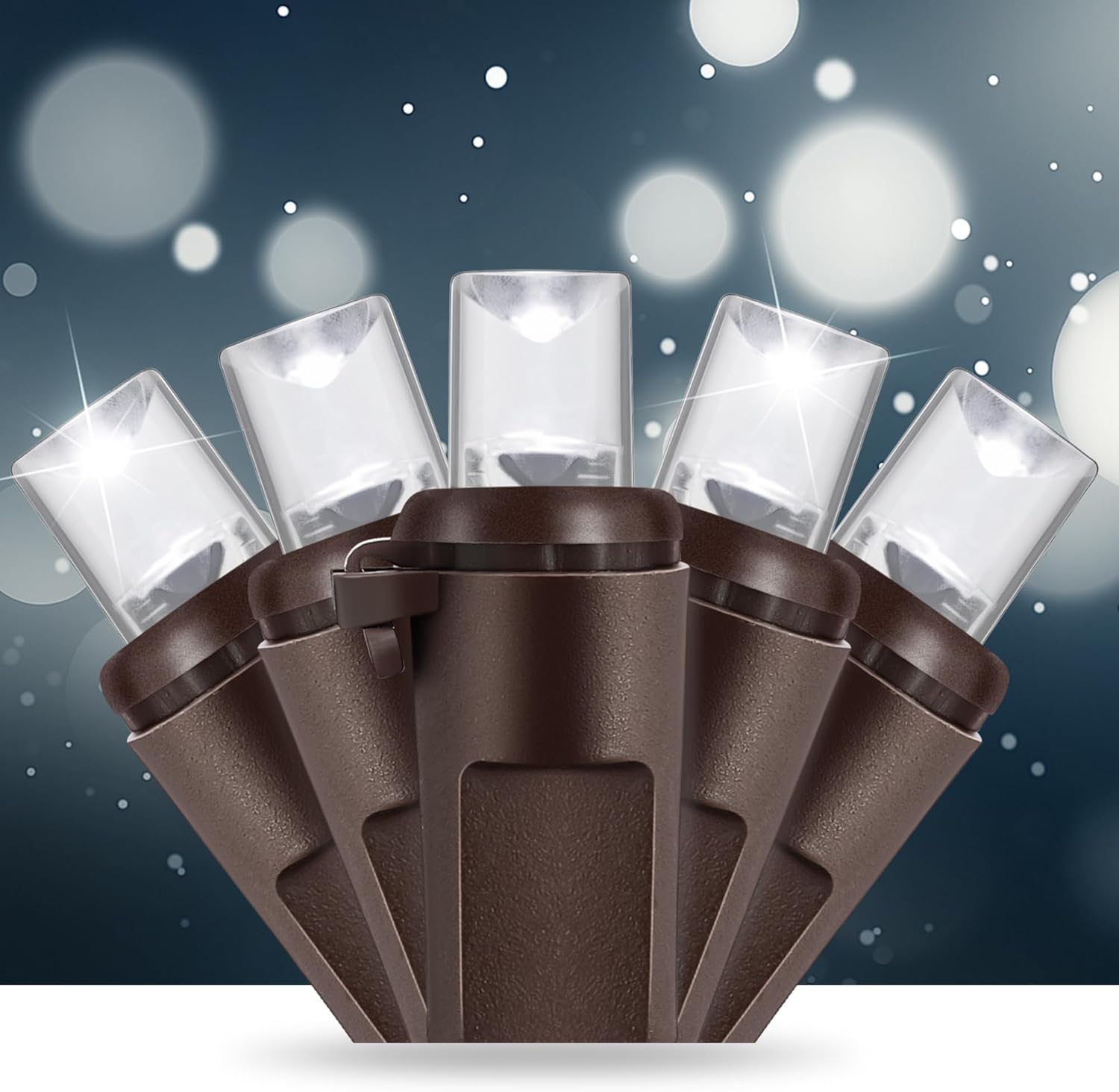 Slow Twinkling Christmas Light, 100 LED 35Ft Pulsing Twinkle Lights for Christmas Tree, 5mm Wide Angle Soft Random Shimmering Set with Brown Wire Cord, Waterproof String Lights(Cool White)