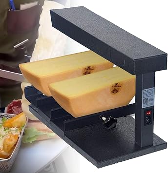 Raclette Cheese Melter Machine Commercial Dispender Electric for 2 Pieces of Half Cheese Wheel,Multi-Function Swiss Dish Maker | Rapid Heating