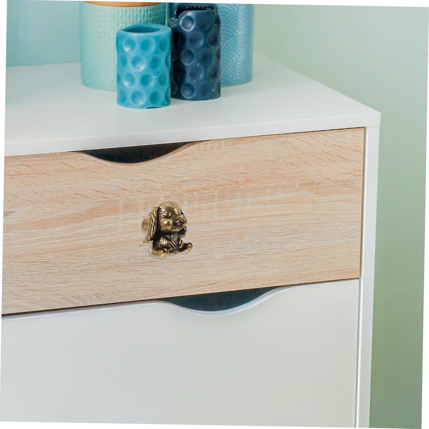 ARTIBETTER Brass Rabbit Cabinet Knob 1.1 Inch Cute Drooping Ear Drawer Pull for Kitchen Dresser Wardrobe