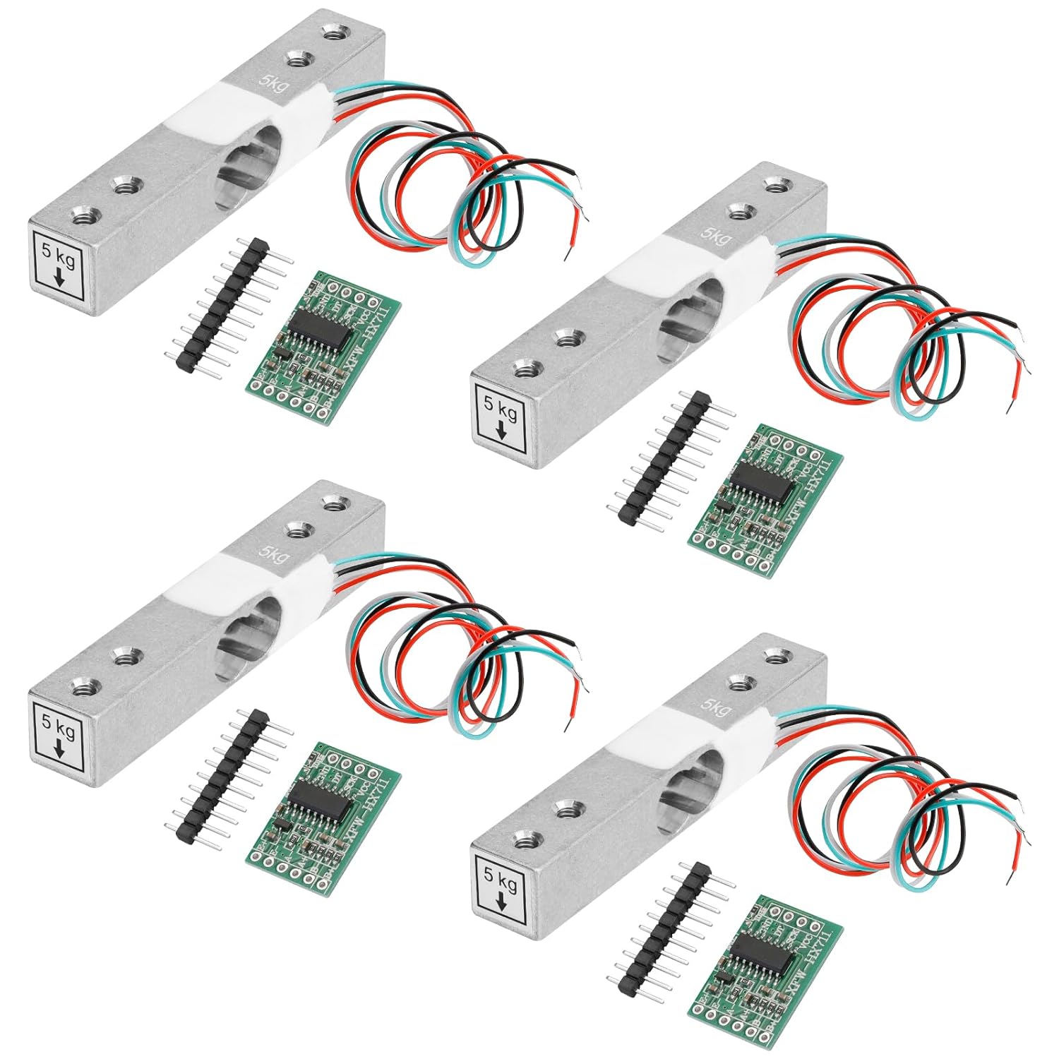 Digital Load Cell Weight Sensor - 4 Sets 5KG Load Cell HX711 AD Weighit ...