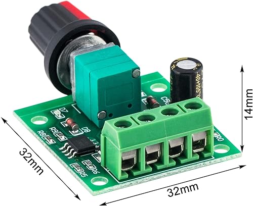 Miniatura 6 de PAGOW Controlador de velocidad del motor CC de 12 V, bajo voltaje PWM 1083BK 1803B interruptor de controlador ajustable con perilla de control 1.8