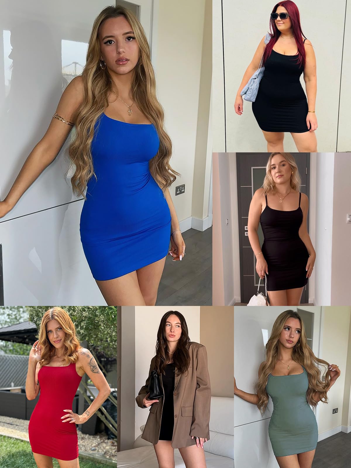 SHAPERIN Robe Sculptante Femme Robe Gaine Ventre Plat Amincissante Bodycon Mini Dress avec Bretelles Réglables