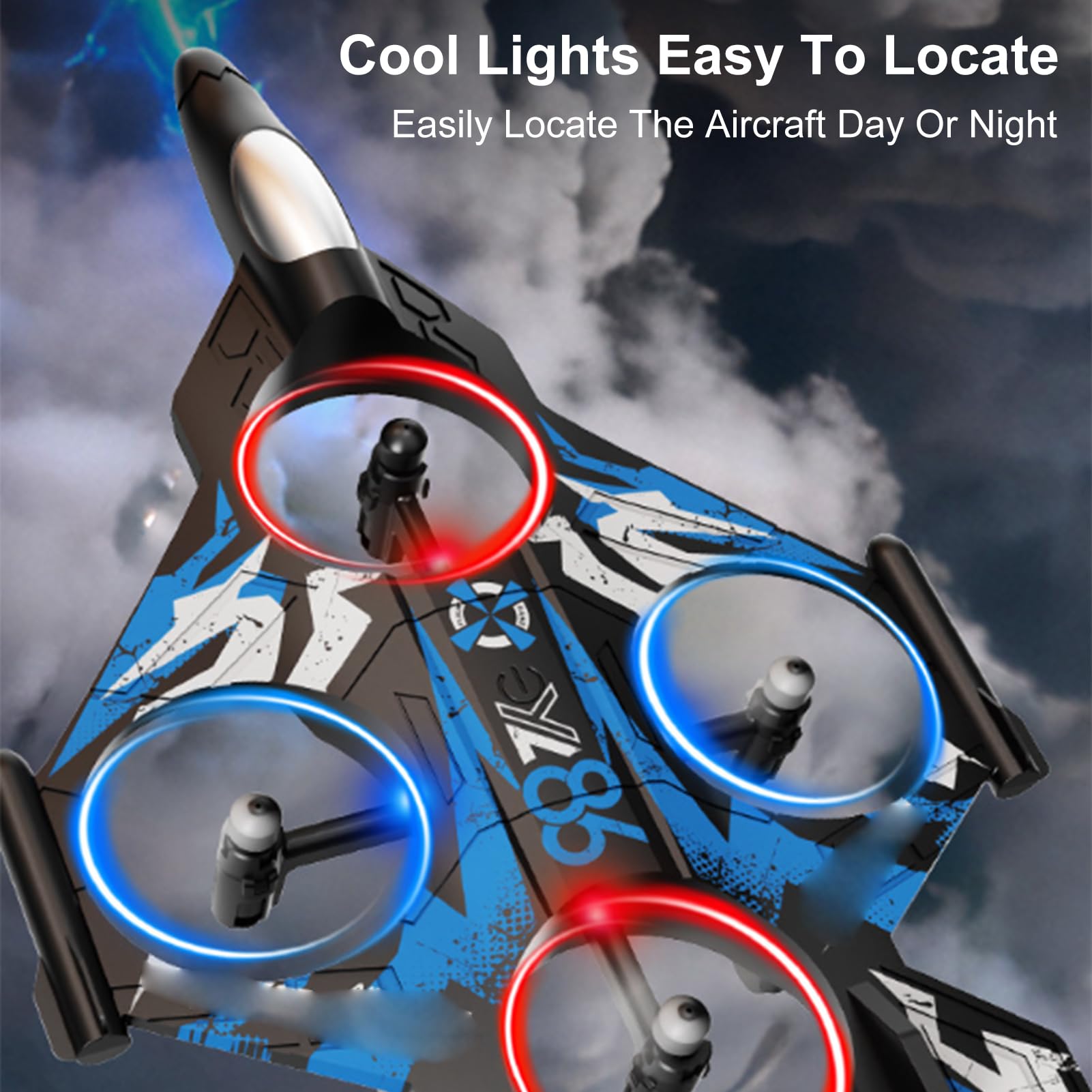 Alomejor Avión RC, Avión Teledirigido con 360, Luces LED de Modo sin Cabeza de 3 Velocidades para Principiantes (Blue)