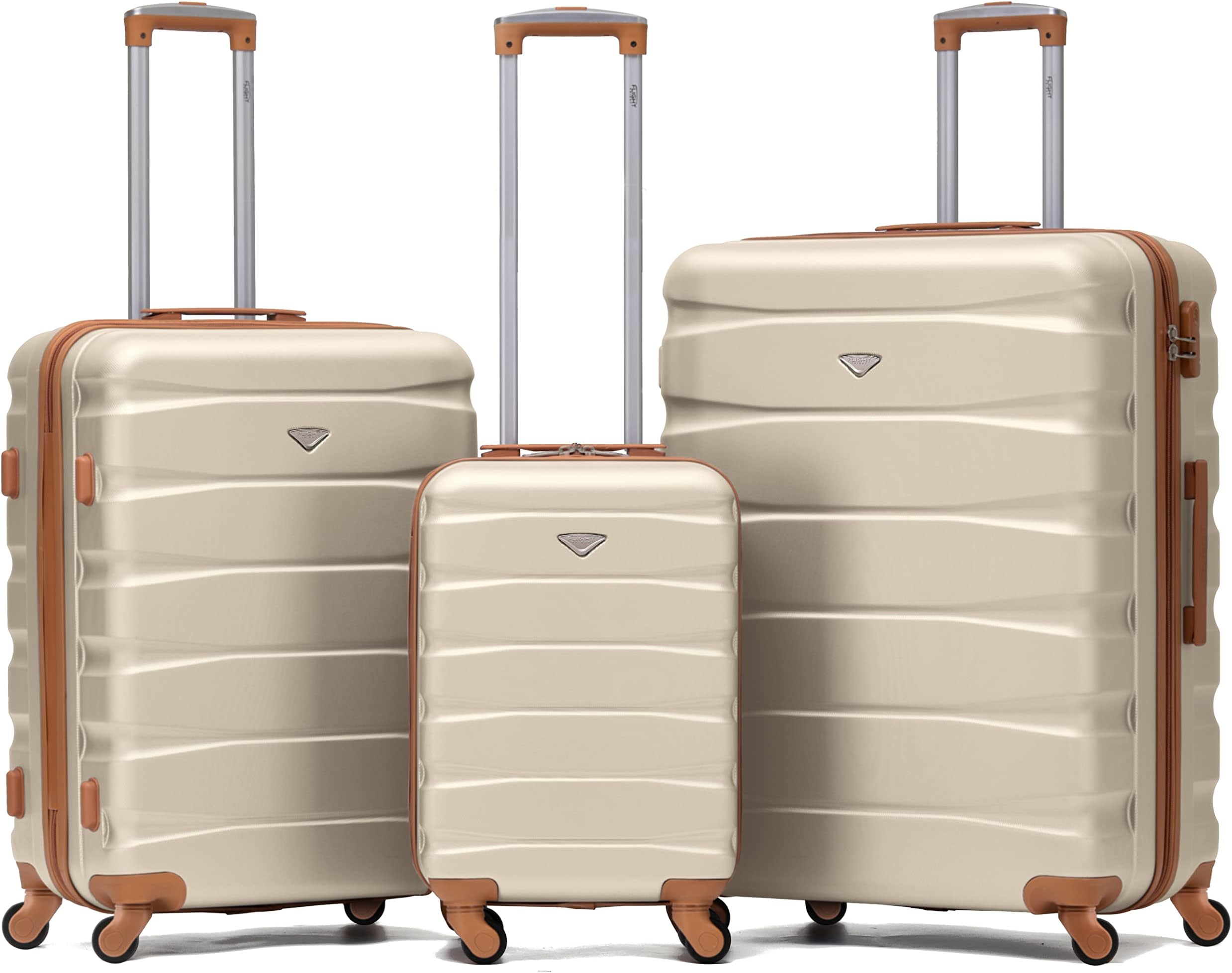 Set of 3 Lightweight 4 Wheel ABS Hard Case Suitcases Cabin & Hold Luggage Options Approved for Over 100 Airlines Including easyJet, British Airways, Ryanair, Jet2 & Many More