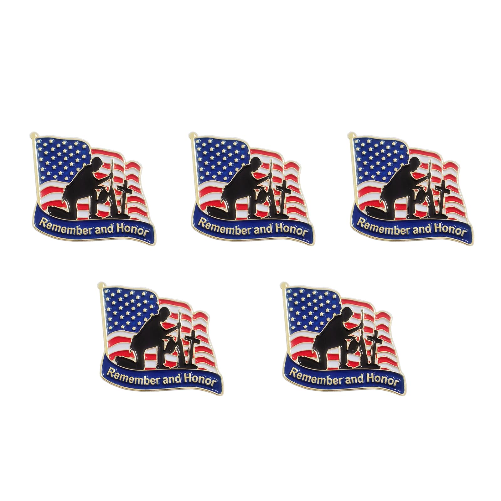 Memorial Day Lapel Pin American Flag Solider Pins Brooch Enamel Badge Rem Day Gifts Memorabilia 5pcs
