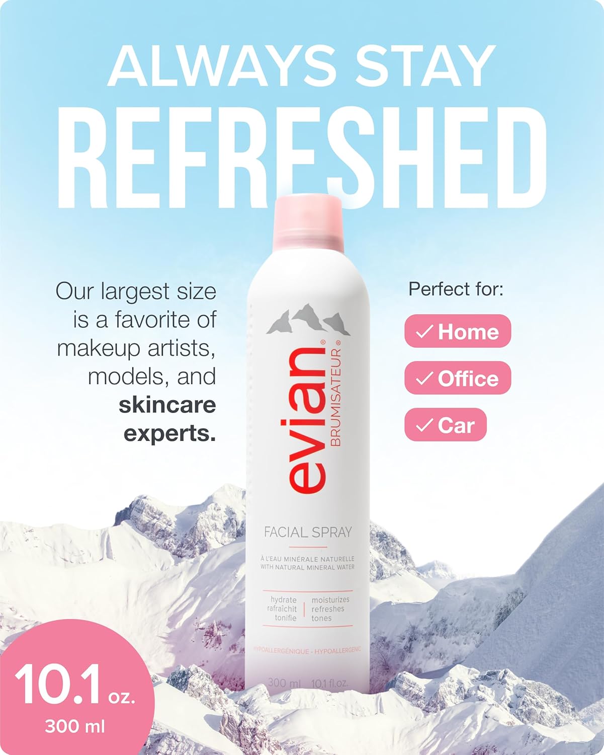 Evian Facial Spray - Hydrating Mineral Water Mist for Face & Skin - Refreshes Makeup, Sets, & Tones - Daily Skincare Essential for Hydration and Moisturizing - Image 2