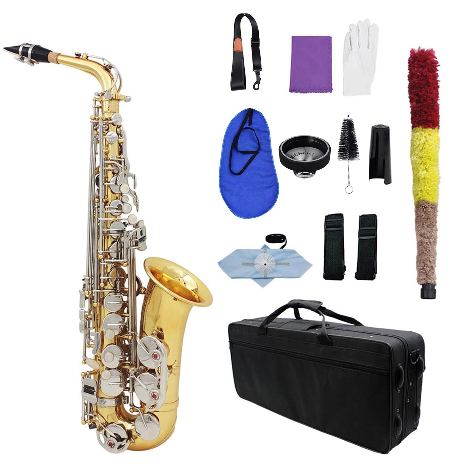 professionnel Saxophone Saxophone Alto Corps En Laiton Brillant Gravé Mib Mi Bémol Instrument À Vent Avec Étui Et Ceinture