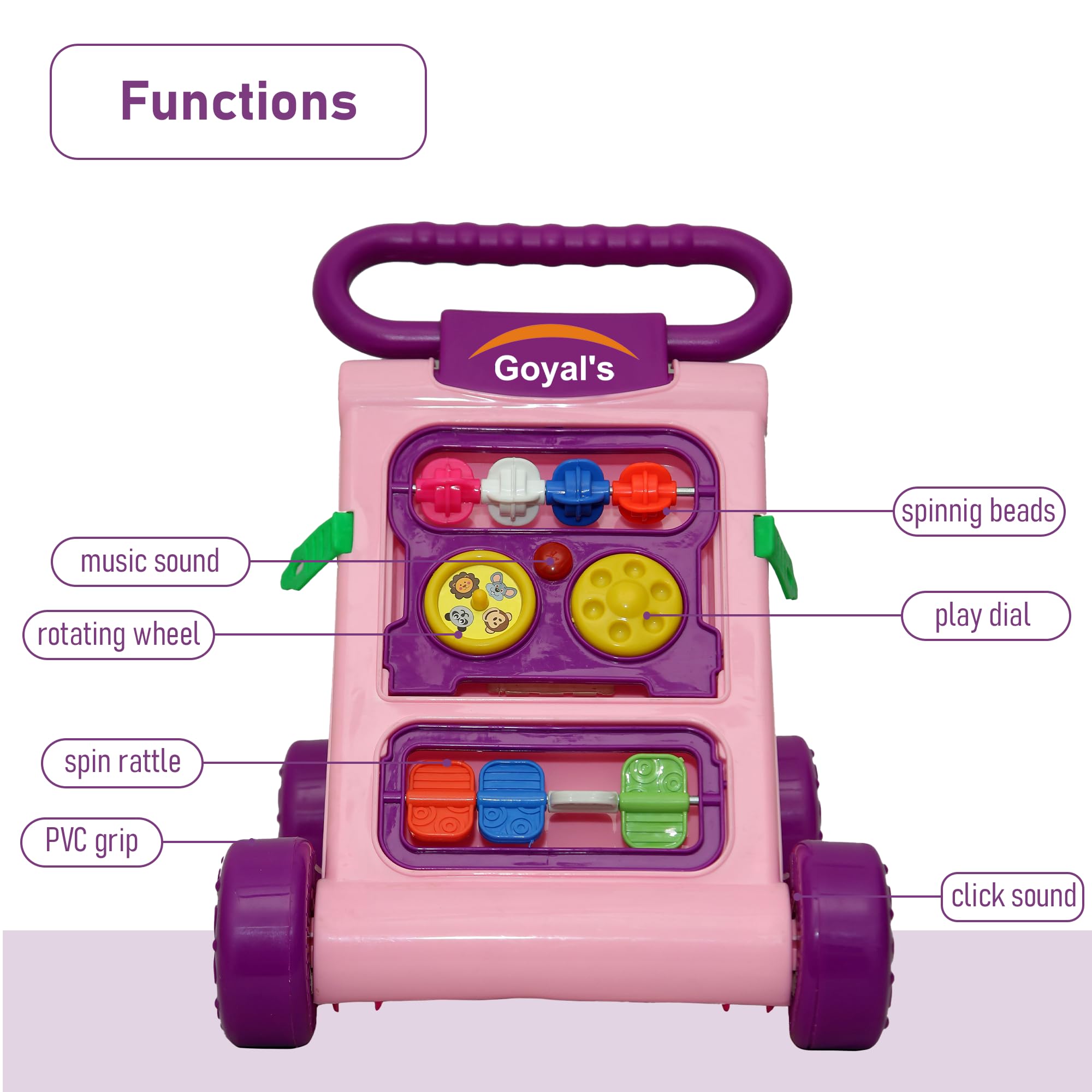 Goyal's Baby Activity Walker - Toddler Learning Toys Push Walker for 6 Months -15 Months (Pink) - Image 4 thumbnail