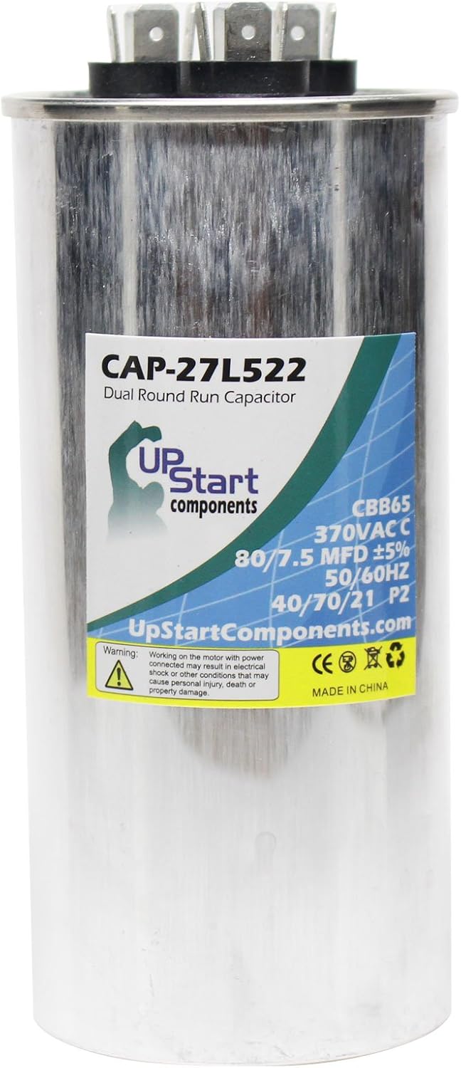 3-Pack 80/7.5 MFD 370 Volt Dual Round Run Capacitor Replacement for ICP 1172296 - CAP-27L522, UpStart Components Brand