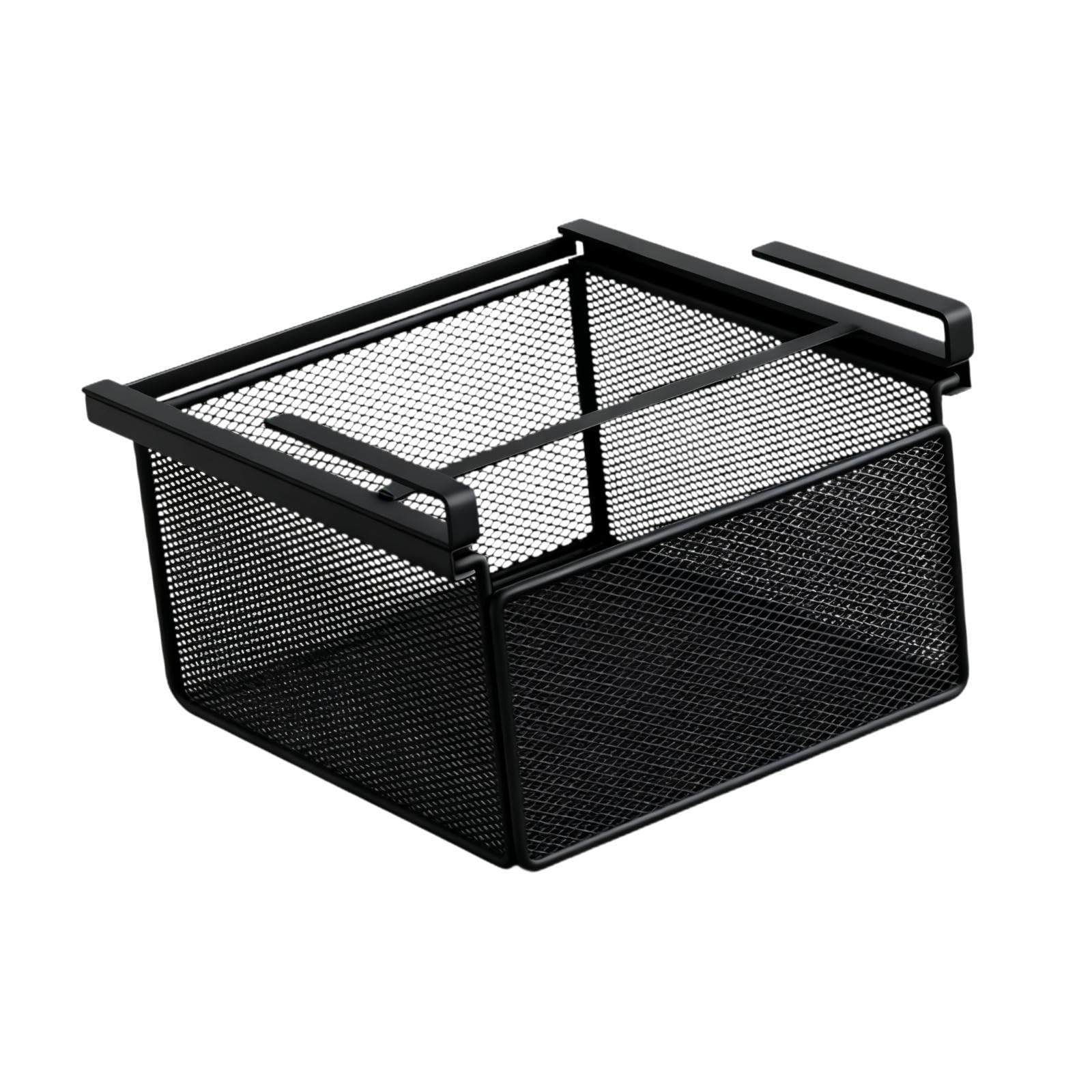 Cesta metálica resistente y extensible, tamaño L, color negro para colgar en pared